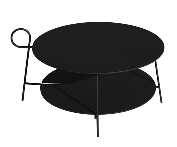 Tavolino in metallo nero con vetro