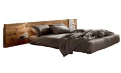 Fluttua bed with wooden headboard Lago